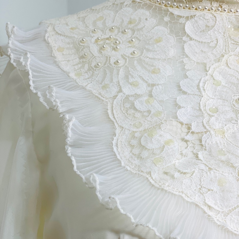 Vintage Ruffle up Princess Cut Bridal Originals Wedding Dress - Picture 15 of 16